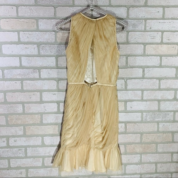 Jill Stuart Gold Tulle Riched Mini Cocktail Dress Size 0 - Picture 7 of 9
